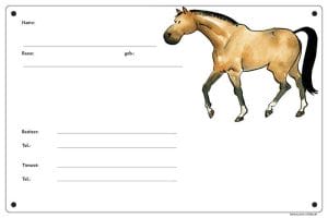 Comic Schild Pferd - Boxenschild Braunpferd