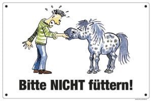 Comic Schild Pferd - Bitte nicht füttern