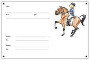 Comic Schild Pferd - Boxenschild Dressurpferd
