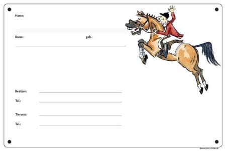 Comic Schild Pferd - Boxenschild Springpferd