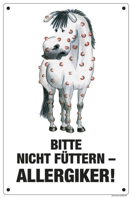 Comic Schild Pferd - Bitte nicht füttern - Allergiker
