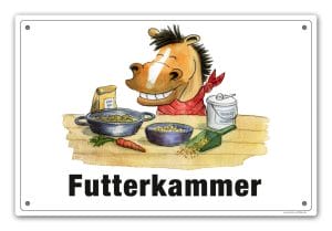 Comic Schild Pferd - Futterkammer