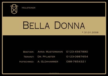 Konfigurator Boxenschild Bella Donna