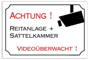 Stallschild Stalltafel "Videoüberwacht"