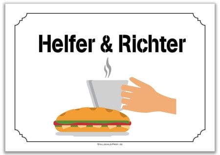 Helfer und Richter Kaffee Cafe Reitturnier Schild