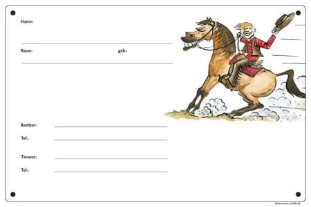 Comic Schild Pferd Western