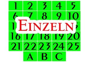 Geländehindernis Nummern einzeln 1-25 grün