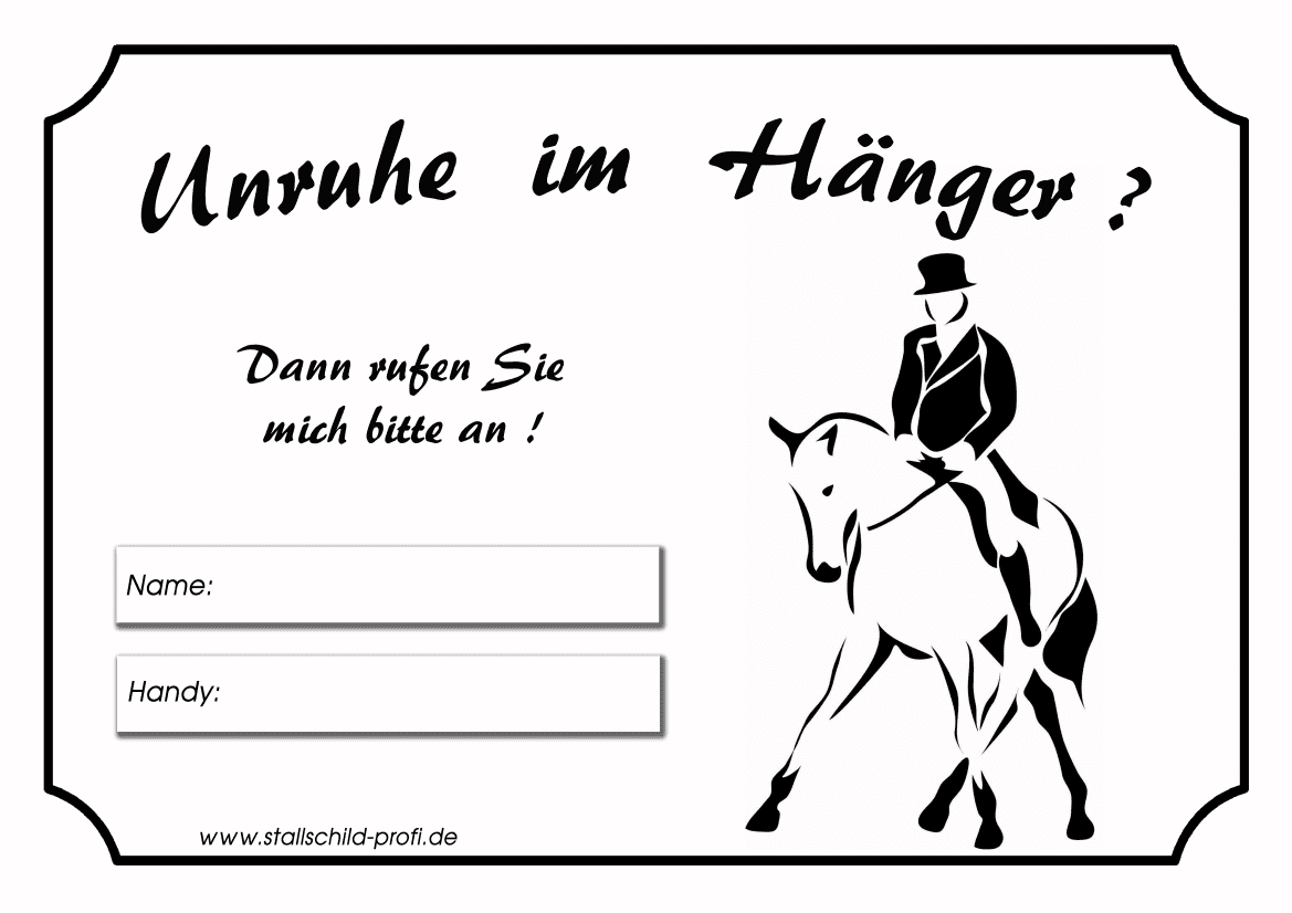 Ein Schwarz-Weiß-Bild eines Pferdes mit den Worten „hunne im hanger“.
