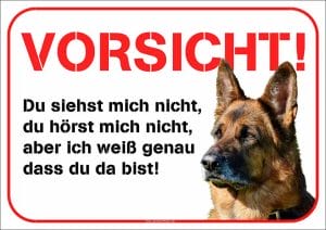 Ein Bild eines deutschen Schäferhundes mit dem Produktnamen „Hundeschild | Du siehst mich nicht“.
